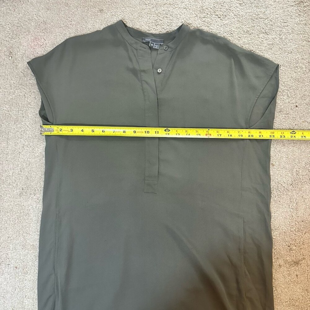 Vince Dress Women’s Medium Silk Olive Green Gray Tunic Shirt Dress - Picture 9 of 14